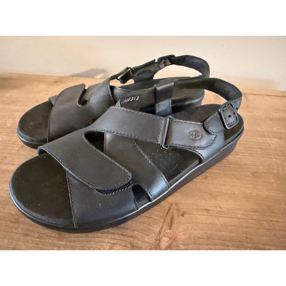 SAS Tripad Comfort Black Leather Slingback Sandals Womens 9.5‎ N Made in USA - Picture 2 of 7